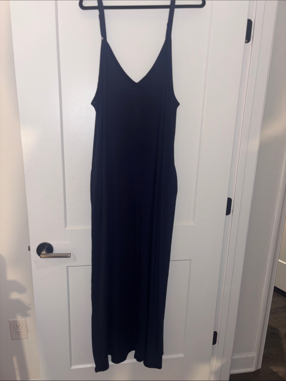 Zenana Navy Blue V-Neck Slip Dress with Adjustable Spaghetti Straps